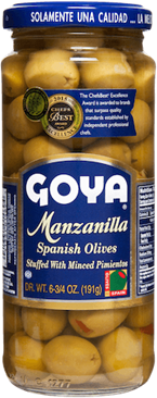 Manzanilla Olives Stuffed with Minced Pimientos